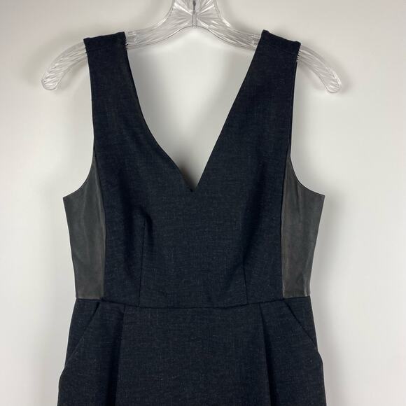 Madewell Ponte V-Neck Dress Leather Charcoal Gray Women’s Size 2 - Picture 4 of 12